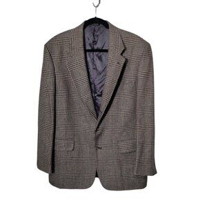 Eddie‎ Bauer Houndstooth Blazer Suit Jacket Mens 42R Lambs Wool USA Made Teacher